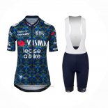 2024 Maillot Cyclisme Femme Jumbo Visma Bleu Manches Courtes Et Cuissard