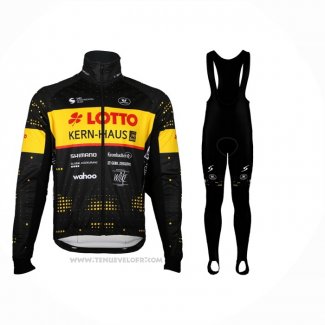 2024 Maillot Cyclisme Lotto-Kern Haus Noir Jaune Manches Longues Et Cuissard