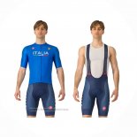 2024 Maillot Cyclismeitaliebleu Manches Courtes Et Cuissard