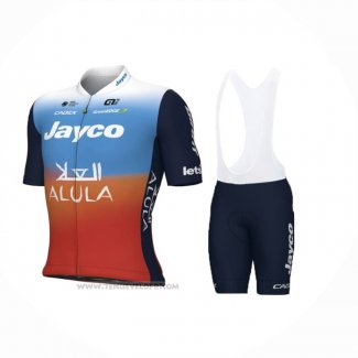 2024 Maillot Cyclisme Jayco AlUla Bleu Orange Manches Courtes Et Cuissard