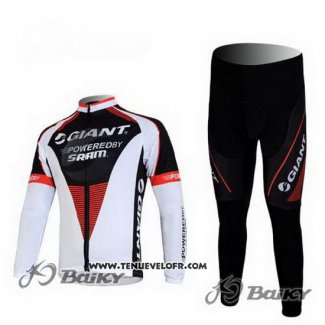 2011 Maillot Ciclismo Giant Noir et Blanc Manches Longues et Cuissard