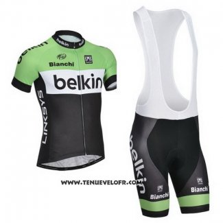 2014 Maillot Ciclismo Belkin Vert et Noir Manches Courtes et Cuissard