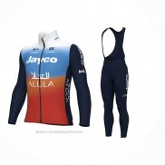 2024 Maillot Cyclisme Jayco AlUla Bleu Orange Manches Longues Et Cuissard