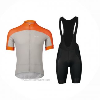 2024 Maillot Cyclisme POC Orange Gris Manches Courtes Et Cuissard